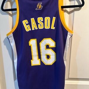 Adidas Lakers Jersey kids Purple and Yellow #16 Pau Gasol.